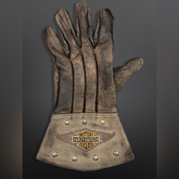 ⚡️HARLEY-DAVIDSON⚡️ Vintage Leather/Studded Guantlet Motorcycle Gloves - Picture 8 of 14
